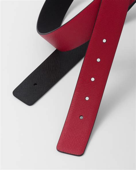 prada saffiano cuir buckle strap|Reversible Saffiano leather belt strap .